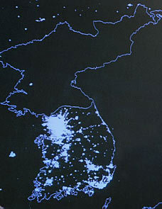 Korean Peninsula at night